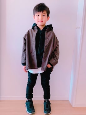 「アイテム（シャツ/ブラウス、ブラウン系）」を使った、Kai☆☆さん（キッズ・120cm）の冬コーディネート