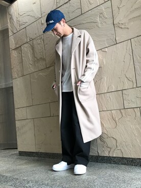「DANKE SCHON（ダンケシェーン）のアイテム（チェスターコート）」を使った、Junya Kasugaさん（メンズ・170cm）の冬コーディネート