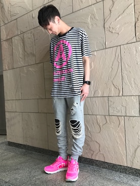 「Atlantic STARS（アトランティックスターズ）のアイテム」を使った、Junya Kasugaさん（メンズ・170cm）の夏コーディネート