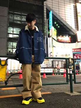 「BlackEyePatch（ブラックアイパッチ）のアイテム（デニムジャケット）」を使った、Junya Kasugaさん（メンズ・170cm）の秋コーディネート