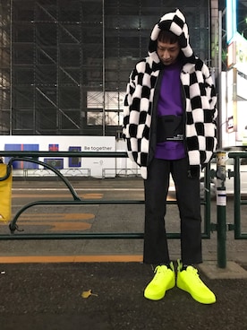 「DANKE SCHON（ダンケシェーン）のアイテム（ブルゾン）」を使った、Junya Kasugaさん（メンズ・170cm）の冬コーディネート