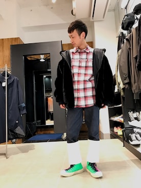 「DANKE SCHON（ダンケシェーン）のアイテム（ブルゾン）」を使った、Junya Kasugaさん（メンズ・170cm）の冬コーディネート
