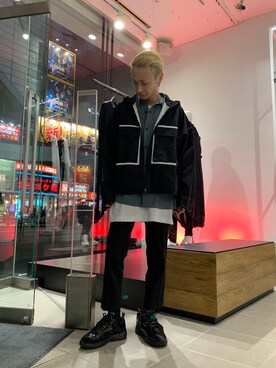 「WHITELAND（ホワイトランド）のアイテム（ブルゾン）」を使った、Junya Kasugaさん（メンズ・170cm）の冬コーディネート