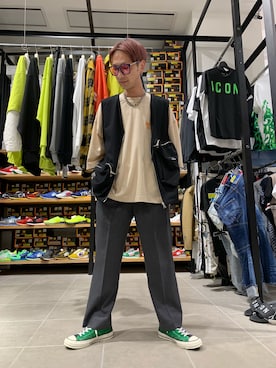 「WHITELAND（ホワイトランド）のWHITELAND/ホワイトランド/CARGO VEST（ベスト）」を使った、Junya Kasugaさん（メンズ・170cm）の春コーディネート