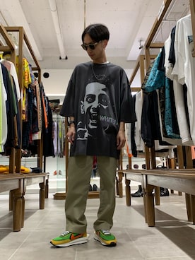 「WHITELAND（ホワイトランド）のWHITELAND/ホワイトランド/VAMPIRE BIG TEE（Tシャツ/カットソー、グレー系）」を使った、Junya Kasugaさん（メンズ・170cm）の夏コーディネート