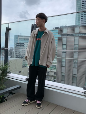 「DANKE SCHON（ダンケシェーン）のDankeSchon/ダンケシェーン/レインボーチェーンシャツ（シャツ/ブラウス、ベージュ系）」を使った、Junya Kasugaさん（メンズ・170cm）の秋コーディネート