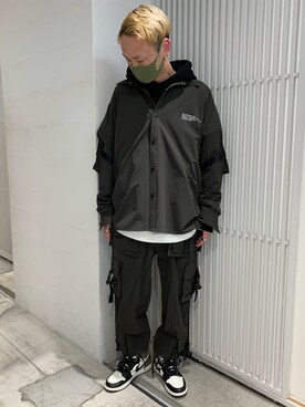 「DANKE SCHON（ダンケシェーン）のDankeSchon/ダンケシェーン/撥水ストレッチナイロンカーゴシャツ（シャツ/ブラウス）」を使った、Junya Kasugaさん（メンズ・170cm）の冬コーディネート