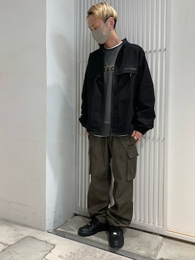 「whiteland」｜「アイテム（ブルゾン）」を使った、Junya Kasugaさん（メンズ・170cm）の冬コーディネート