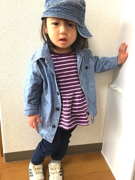 「アイテム（キャスケット）」を使った、osari_no_georgeさん（キッズ・80cm）の春コーディネート