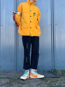 「off white」｜「アイテム（ナイロンジャケット）」を使った、ぶー。さん（メンズ・178cm）の冬コーディネート