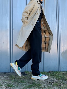 「アイテム（ステンカラーコート）」を使った、ぶー。さん（メンズ・178cm・20代）の冬コーディネート