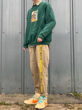 「UNIQLO（ユニクロ）のコットンテーパードアンクルパンツ（丈標準64cm）（その他パンツ）」を使った、ぶー。さん（メンズ・178cm）の冬コーディネート