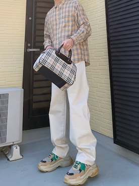 「BALENCIAGA（バレンシアガ）のBalenciaga Triple S Mesh, Nubuck And Leather Sneakers（スニーカー）」を使った、ぶー。さん（メンズ・178cm）の春コーディネート