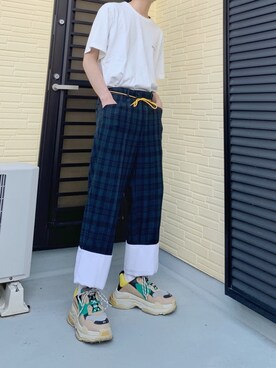 「BALENCIAGA（バレンシアガ）のBalenciaga Triple S Mesh, Nubuck And Leather Sneakers（スニーカー）」を使った、ぶー。さん（メンズ・178cm）の春コーディネート