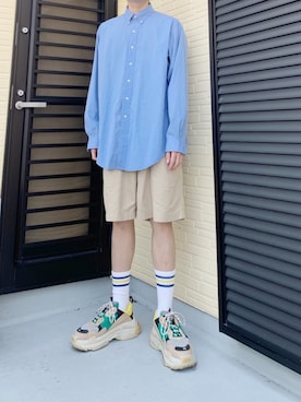 「BALENCIAGA（バレンシアガ）のBalenciaga Triple S Mesh, Nubuck And Leather Sneakers（スニーカー）」を使った、ぶー。さん（メンズ・178cm）の夏コーディネート