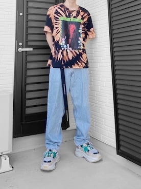 「BALENCIAGA（バレンシアガ）のBalenciaga Triple S Mesh, Nubuck And Leather Sneakers（スニーカー）」を使った、ぶー。さん（メンズ・178cm）の夏コーディネート