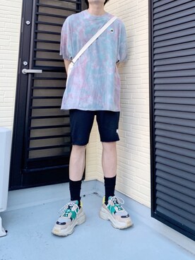 「BALENCIAGA（バレンシアガ）のBalenciaga Triple S Mesh, Nubuck And Leather Sneakers（スニーカー）」を使った、ぶー。さん（メンズ・178cm）の夏コーディネート