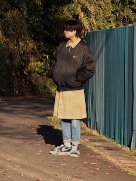 「NIKE（ナイキ）のアイテム（MA-1）」を使った、ぶー。さん（メンズ・178cm）の冬コーディネート