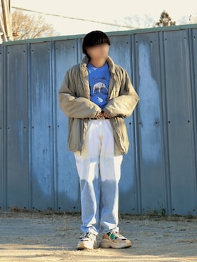 「BALENCIAGA（バレンシアガ）のBalenciaga Triple S Mesh, Nubuck And Leather Sneakers（スニーカー）」を使った、ぶー。さん（メンズ・178cm）の冬コーディネート