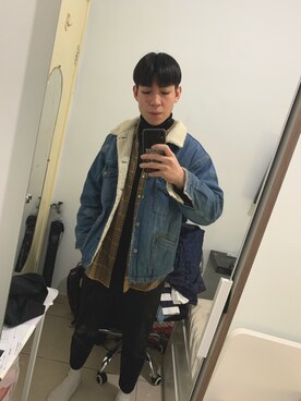 「アイテム（その他アウター、ゴールド系）」を使った、Wing_ho_さん（メンズ・178cm）の冬コーディネート