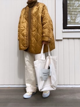 「FREAK'S STORE（フリークスストア）のM-65キルトライナージャケット（ミリタリージャケット）」を使った、Kemiさん（メンズ・162cm・20代）の春コーディネート