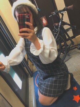 「RETRO GIRL（レトロガール）のアイテム（ハンチング/ベレー帽）」を使った、runaさん（レディース・158cm）の秋コーディネート