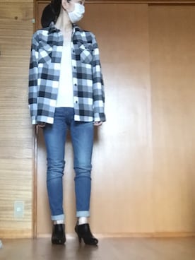 「AZUL by moussy（アズールバイマウジー）のアイテム（タンクトップ）」を使った、ニャン@whitemaskさん（レディース・160cm）の冬コーディネート