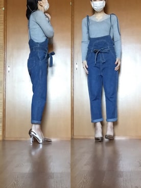 「moussy」｜「アイテム（サロペット/オーバーオール）」を使った、ニャン@whitemaskさん（レディース・160cm）の春コーディネート