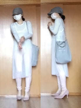 「グレーボーダー」｜ニャン@whitemaskさん（レディース・160cm）の春コーディネート