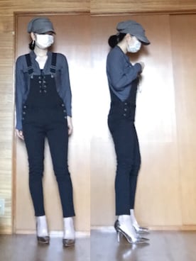 「moussy」｜「アイテム（サロペット/オーバーオール）」を使った、ニャン@whitemaskさん（レディース・160cm）の春コーディネート