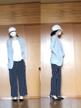 「白キャップ」｜「アイテム（キャスケット）」を使った、ニャン@whitemaskさん（レディース・160cm）の夏コーディネート