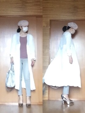 「nano・universe」｜「アイテム（ハンチング/ベレー帽）」を使った、ニャン@whitemaskさん（レディース・160cm）の夏コーディネート