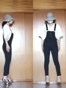 「moussy」｜「アイテム（サロペット/オーバーオール）」を使った、ニャン@whitemaskさん（レディース・160cm）の夏コーディネート