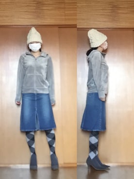 「ベロアパーカー」｜ニャン@whitemaskさん（レディース・160cm）の秋コーディネート