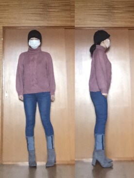 「ｸﾞﾚｰﾌﾞｰﾂ」｜ニャン@whitemaskさん（レディース・160cm）の冬コーディネート