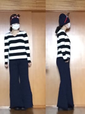 「スウェットワイドパンツ」｜ニャン@whitemaskさん（レディース・160cm）の冬コーディネート