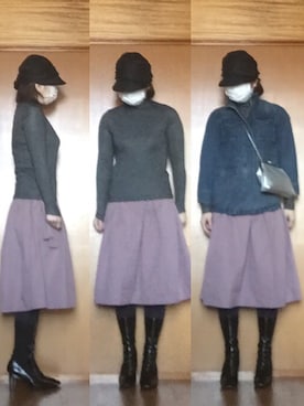 「ラメニット」｜「アイテム（デニムジャケット）」を使った、ニャン@whitemaskさん（レディース・160cm）の春コーディネート