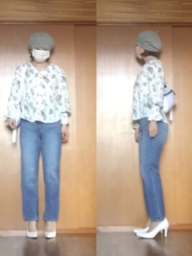 「白パンプス」｜「アイテム（帽子）」を使った、ニャン@whitemaskさん（レディース・160cm）の夏コーディネート