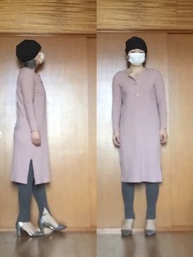 「くすみピンク」｜「アイテム（ニットキャップ/ビーニー）」を使った、ニャン@whitemaskさん（レディース・160cm）の秋コーディネート