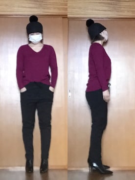 「ソフトデニム」｜ニャン@whitemaskさん（レディース・160cm）の冬コーディネート