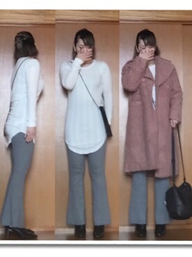 「ピンクコート」｜「アイテム（その他アウター）」を使った、ニャン@whitemaskさん（レディース・160cm）の冬コーディネート