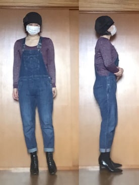 「ラメニット」｜「アイテム（サロペット/オーバーオール）」を使った、ニャン@whitemaskさん（レディース・160cm）の春コーディネート