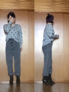 「ハイウエストストレートジーンズ」｜ニャン@whitemaskさん（レディース・160cm）の春コーディネート