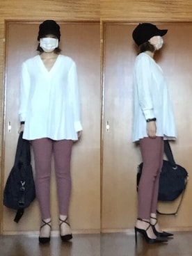 「くすみピンク」｜「アイテム（ニットキャップ/ビーニー）」を使った、ニャン@whitemaskさん（レディース・160cm）の秋コーディネート
