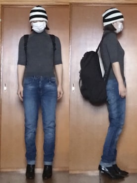 「MERCURYDUO（マーキュリーデュオ）のアイテム（帽子）」を使った、ニャン@whitemaskさん（レディース・160cm）の冬コーディネート