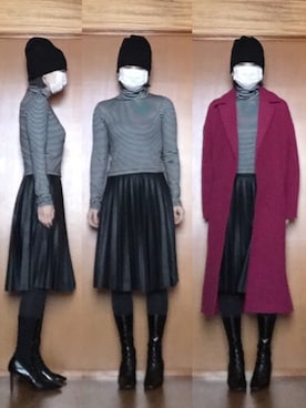「ピンクコート」｜「アイテム（その他アウター）」を使った、ニャン@whitemaskさん（レディース・160cm）の冬コーディネート