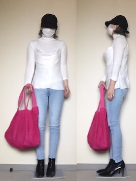 「ピンキーリング」｜「アイテム（帽子）」を使った、ニャン@whitemaskさん（レディース・160cm）の春コーディネート