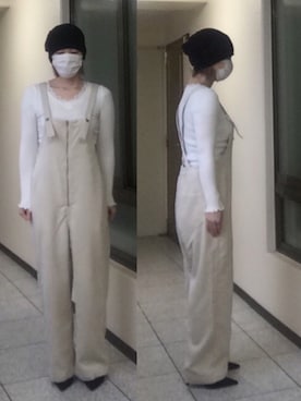「reca（レカ）のアイテム（オールインワン・サロペット）」を使った、ニャン@whitemaskさん（レディース・160cm）の秋コーディネート