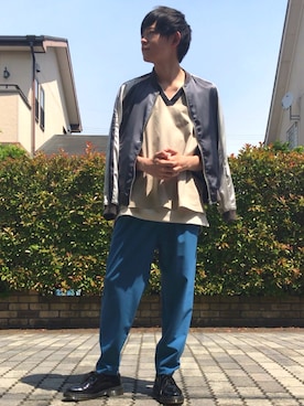 「sunsea」｜「アイテム（ブルゾン）」を使った、ゆがまん☆さん（メンズ・172cm）の春コーディネート