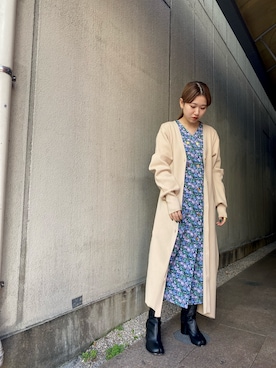 「Maison Margiela（メゾンマルジェラ）のアイテム（ブーツ）」を使った、yunaさん（レディース・154cm）の秋コーディネート